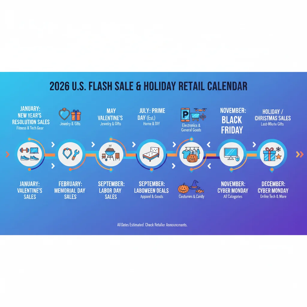 Infographic of 2026 U.S. flash sale events and holidays.
