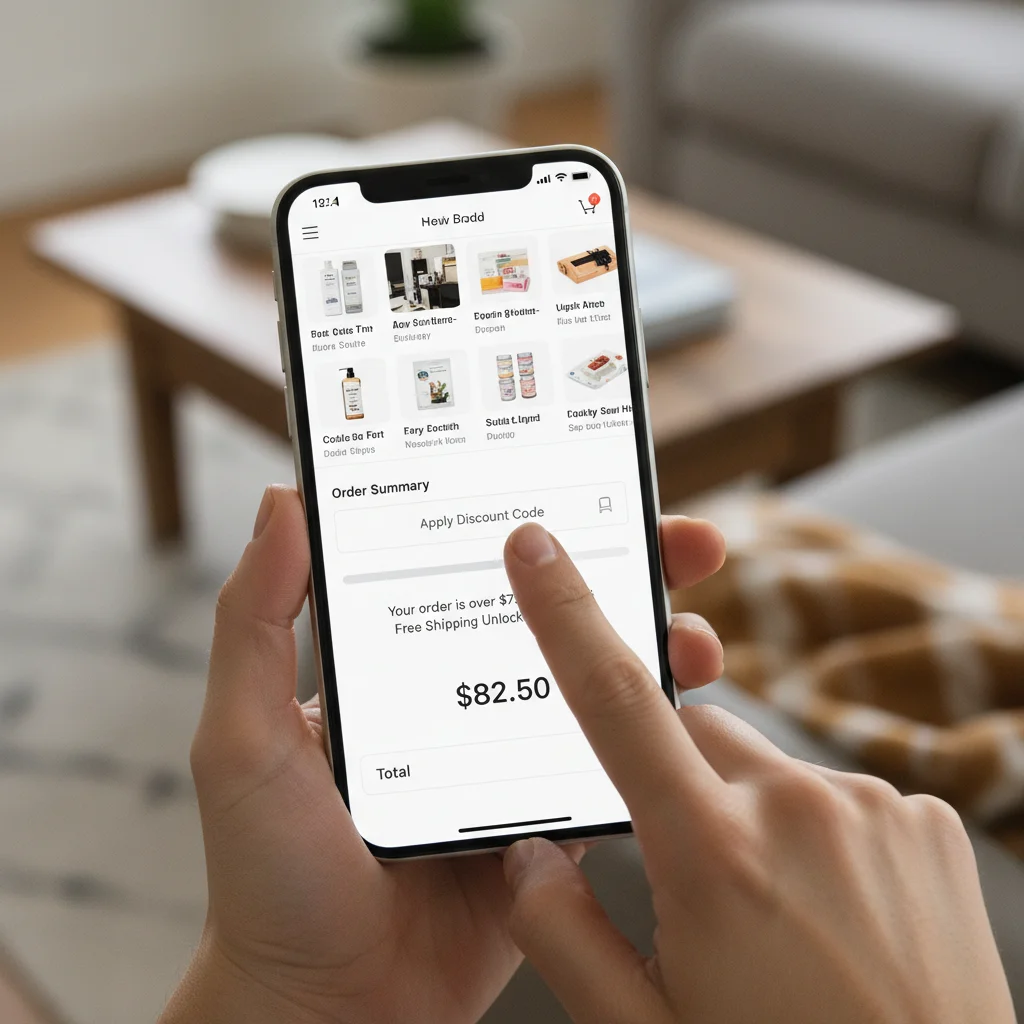 Applying  discount code on an online checkout page for an order over 