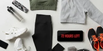 Stylish athleisure wear collection with 25 percent off promotional tag