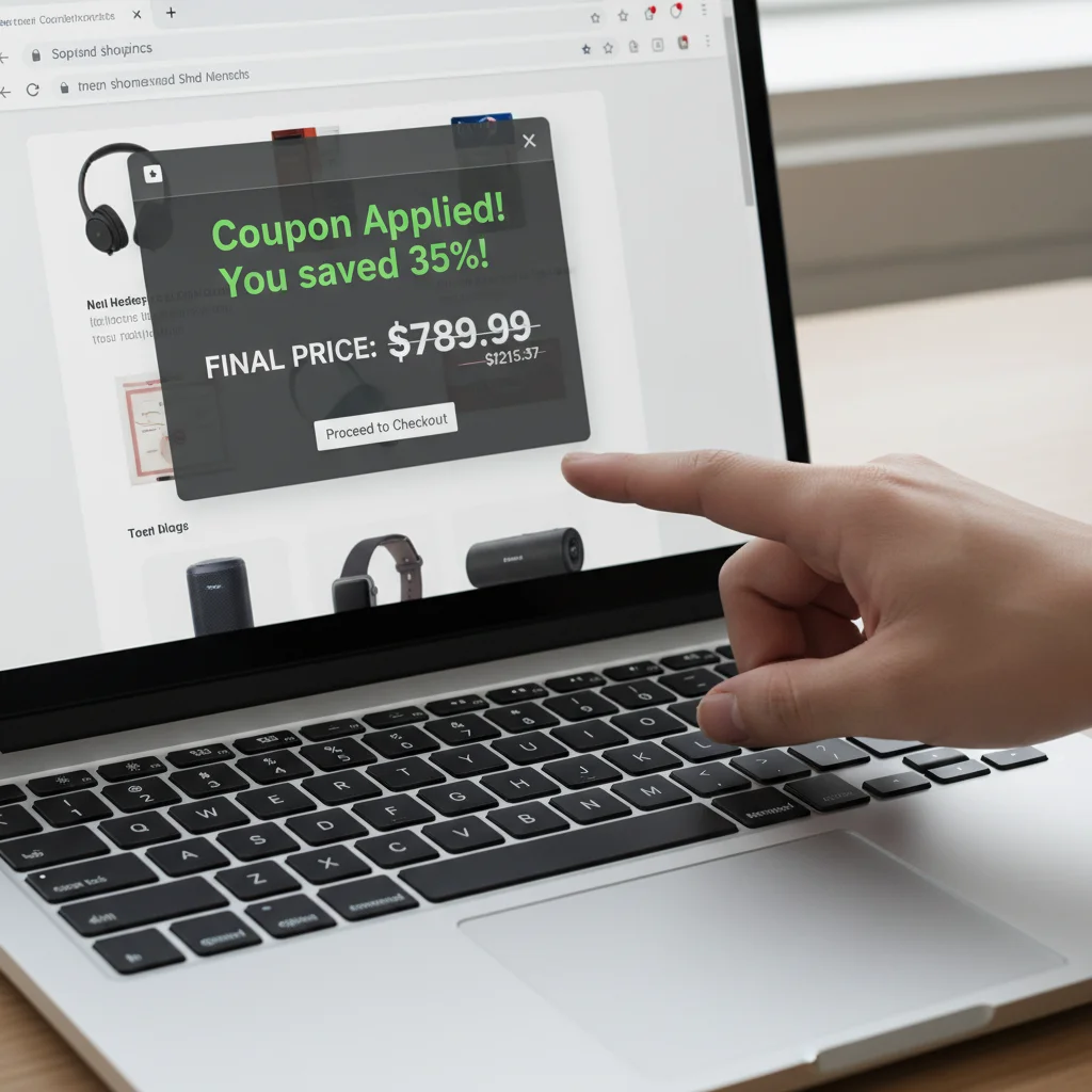Browser extension automatically applying a coupon code during an online checkout process.