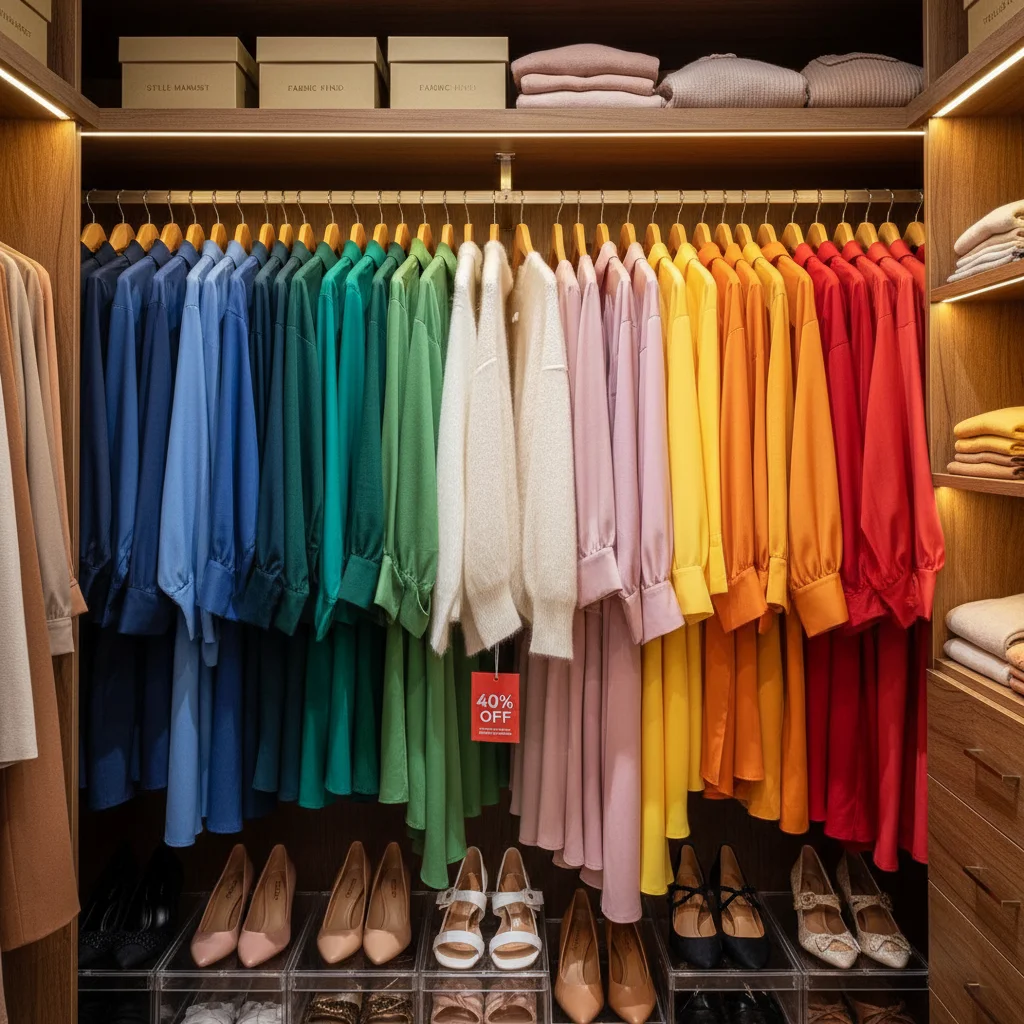 Organized closet with stylish clothes from fashion subscription boxes