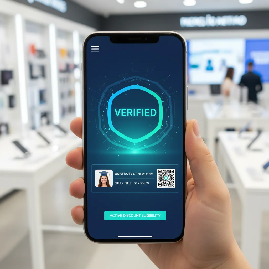 Digital verification process for student and teacher discounts on a smartphone