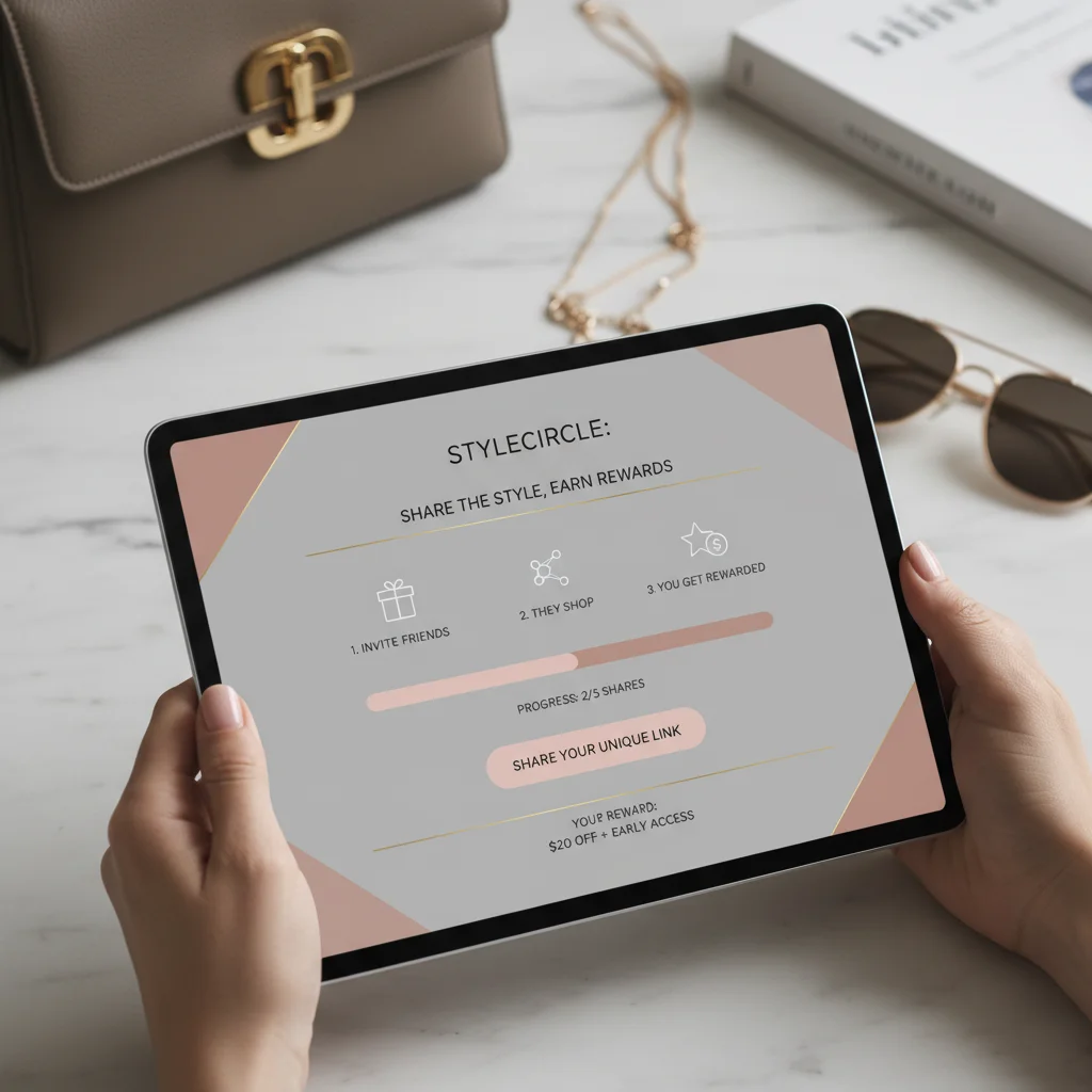 Digital interface of a fashion referral program