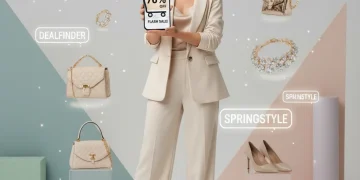 Woman finding discount code on phone for fashion shopping