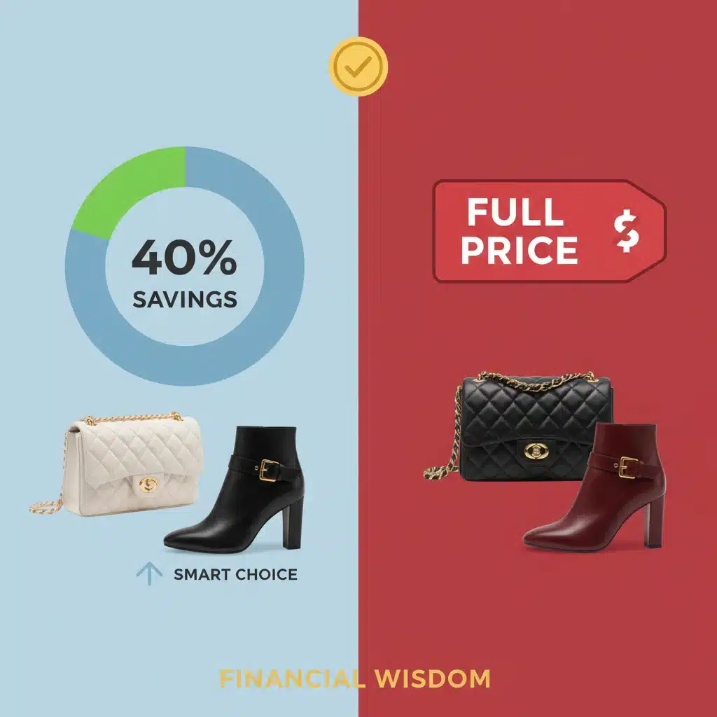 Infographic demonstrating 40% savings on luxury items through consignment