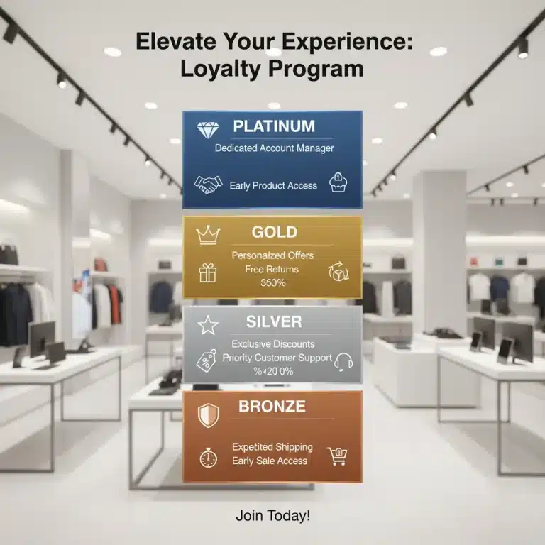 Infographic showing loyalty program tiers and their associated benefits for U.S. shoppers in 2026.