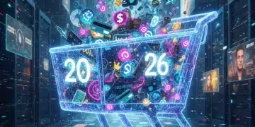 Online shopping cart filled with digital icons representing savings and benefits in 2026.