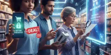 Shoppers confidently evaluating legitimate promotional offers in a modern retail and online setting.