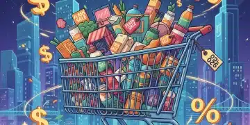 Shopping cart full of discounted items symbolizing U.S. online savings in 2026.