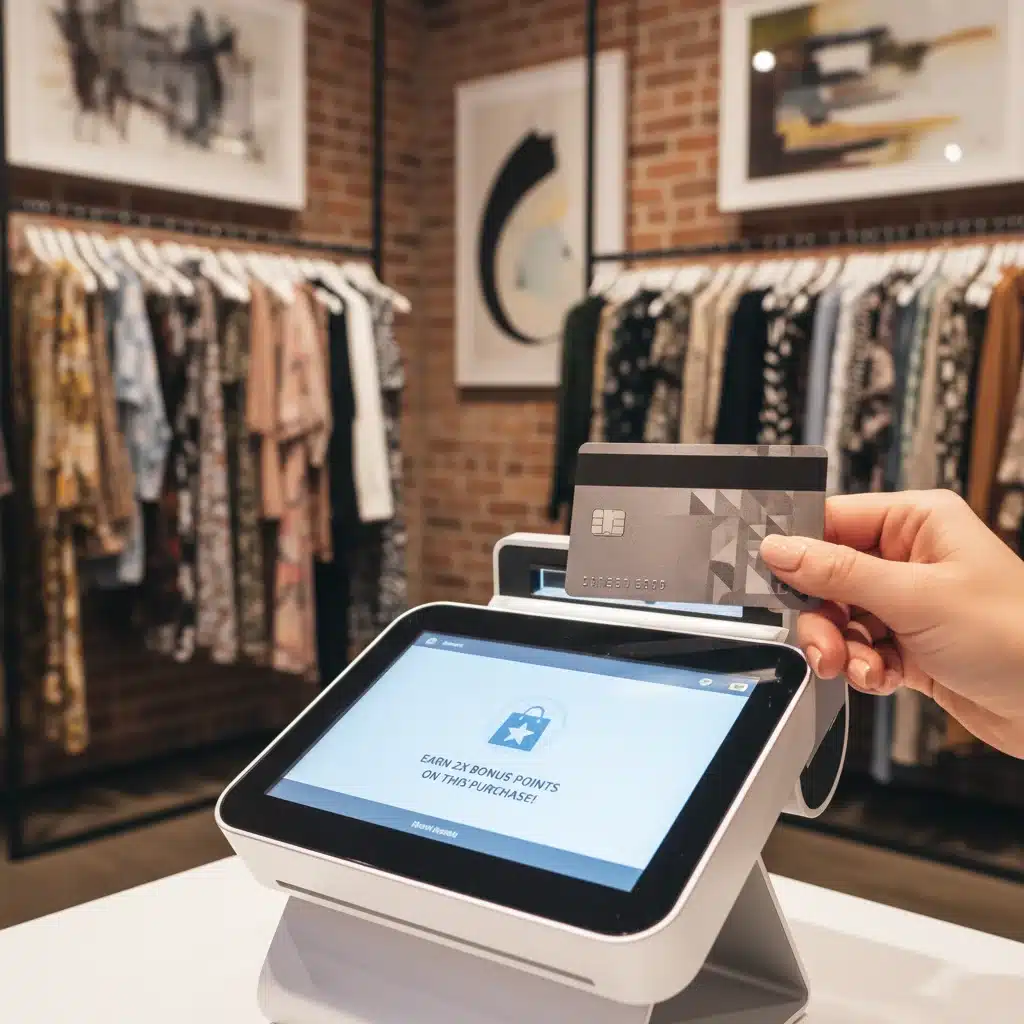 Credit card swipe earning bonus loyalty points at a fashion store