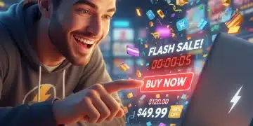 Mastering Flash Sales 2026: Your Ultimate Strategy Guide Person eagerly buying during a flash sale on a laptop, showing excitement and urgency.