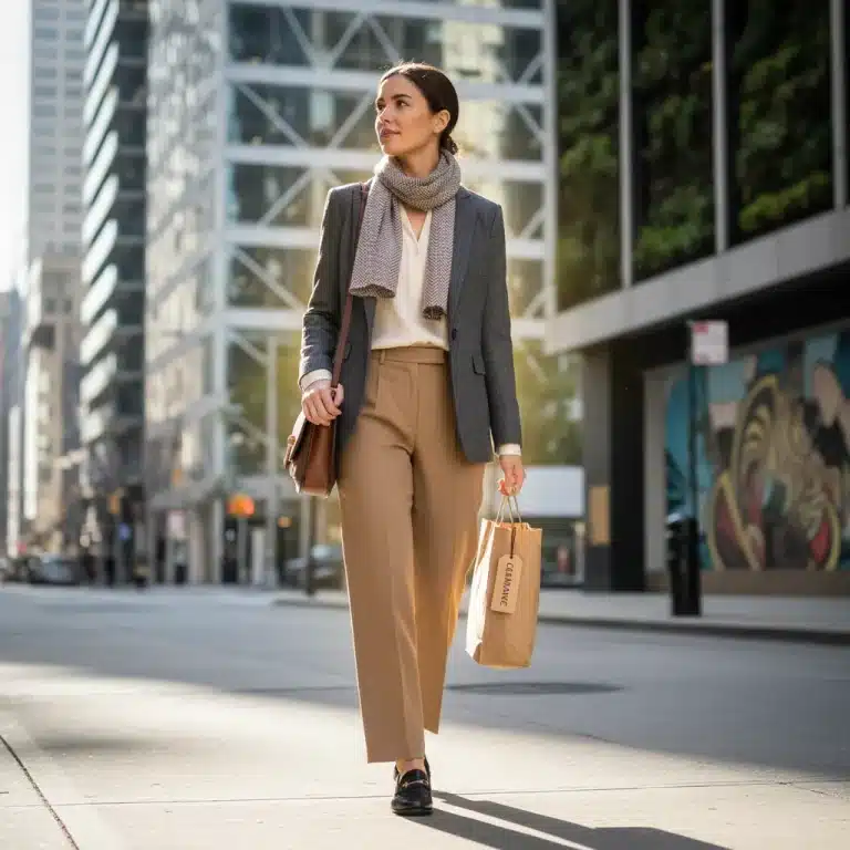 Stylish individual showcasing premium fashion items found through smart budgeting strategies in 2026.
