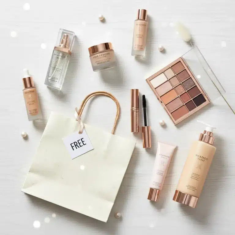 Collection of free full-size beauty products from smart shopping