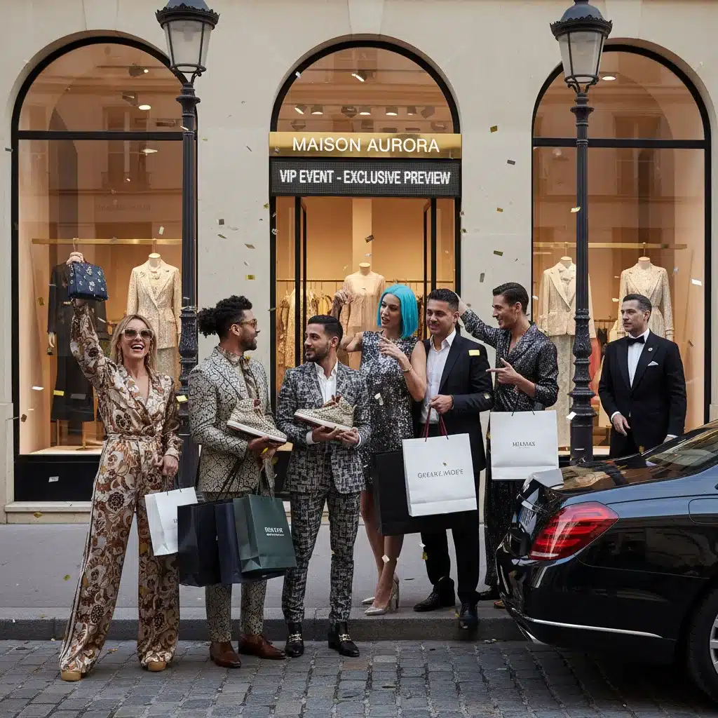 Fashion enthusiasts discussing VIP event purchases