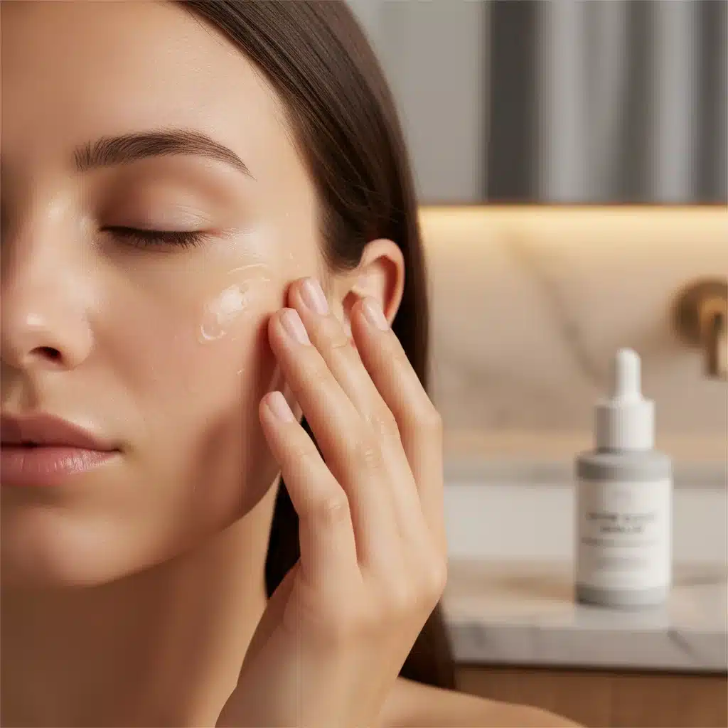 Person applying affordable high-performance serum for glowing skin
